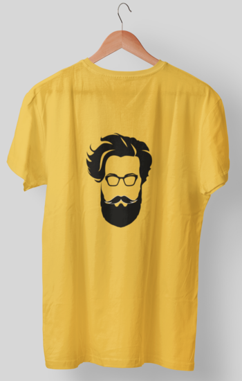beard men t-shirt yellow color